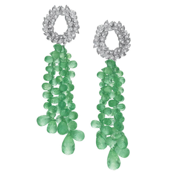 Diamond Coronas with Detachable Emerald Drops