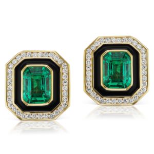 Museum Emerald and Diamond in Black Enamel