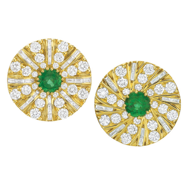 Shazam Mismatch Diamond and Emerald Earrings