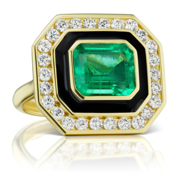 Emerald Museum Series with Black Enamel and Diamonds